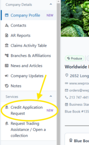 Credit Application Request Screenshot