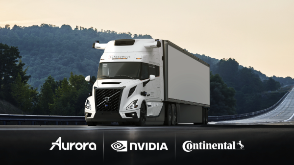 aurora nvidia continental autonomous trucks